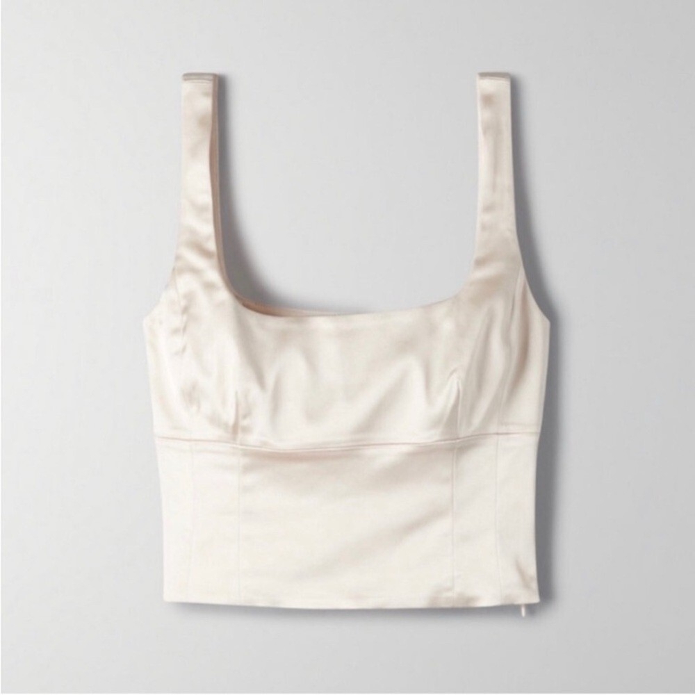 Cream Satin Crop Top